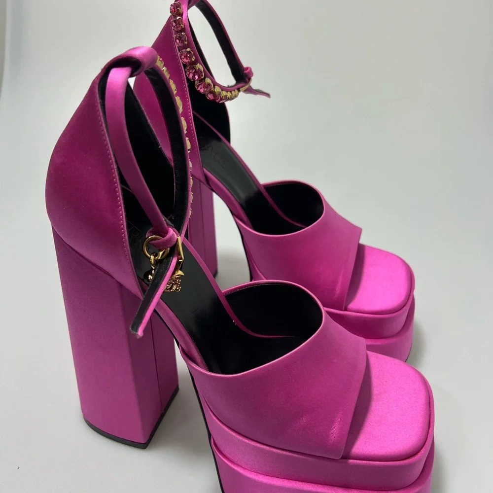 Versace Aevitas Satin Platform Pumps Pink Women’s EU 38.5/US 8.5 - Picture 4 of 12